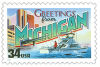 Image of the Michigan state 34 cent postage stamp.