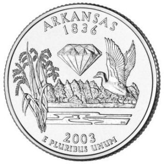 Reverse coin side (tails) of the Arkansas quarter.