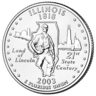 Reverse coin side (tails) of the Illinois quarter.