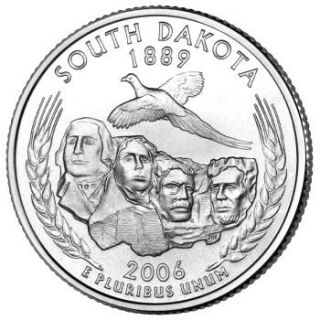 Reverse coin side (tails) of the South Dakota quarter.