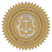 Official Rhode Island state seal.