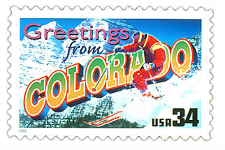 34 cent Colorado state stamp.