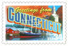 34 cent Greetings from America commemorative stamp of Connecticut state.