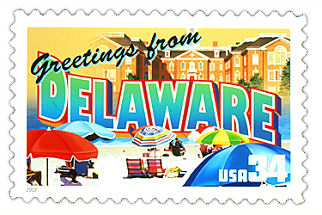 34 cent Delaware state stamp.