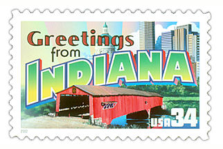34 cent Indiana state stamp.