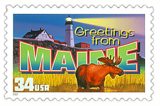 34 cent Maine state stamp.