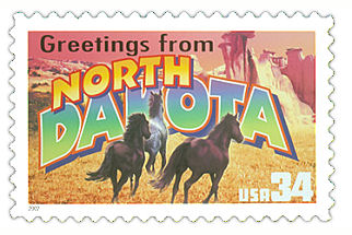 34 cent North Dakota state stamp.