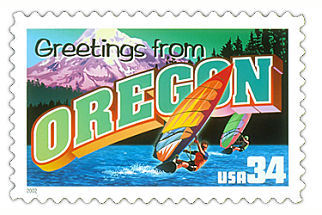 34 cent Oregon state stamp.