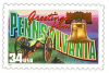34 cent Greetings from America commemorative stamp of Pennsylvania state.