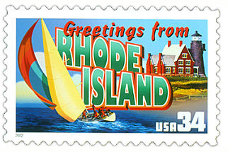 34 cent Rhode Island state stamp.