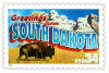 34 cent Greetings from America commemorative stamp of South Dakota state.