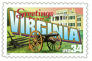 34 cent Virginia state stamp.