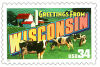 34 cent Greetings from America commemorative stamp of Wisconsin state.